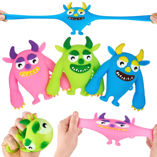 EXPRESSIONS 3pc Monster Squishy green stretch for on-the-go fidgeting and tactile fun.