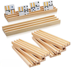 Exqline domino racks on table for organized gameplay.