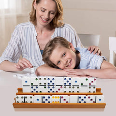 Exqline four-rack set keeps dominoes upright for quick access