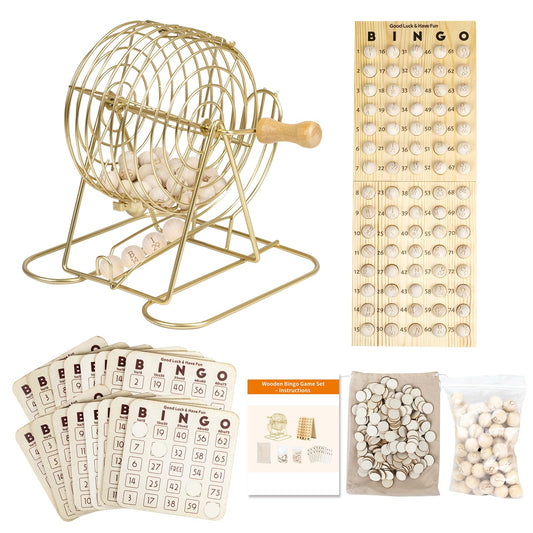 Extguds wooden bingo cage 7in with handle, smooth spins for clear draws.