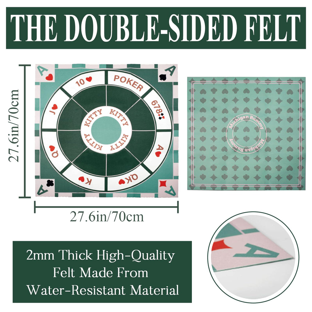 Extguds Tripoley casino-style mat folded for compact travel.