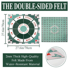 Extguds Tripoley casino-style mat folded for compact travel.