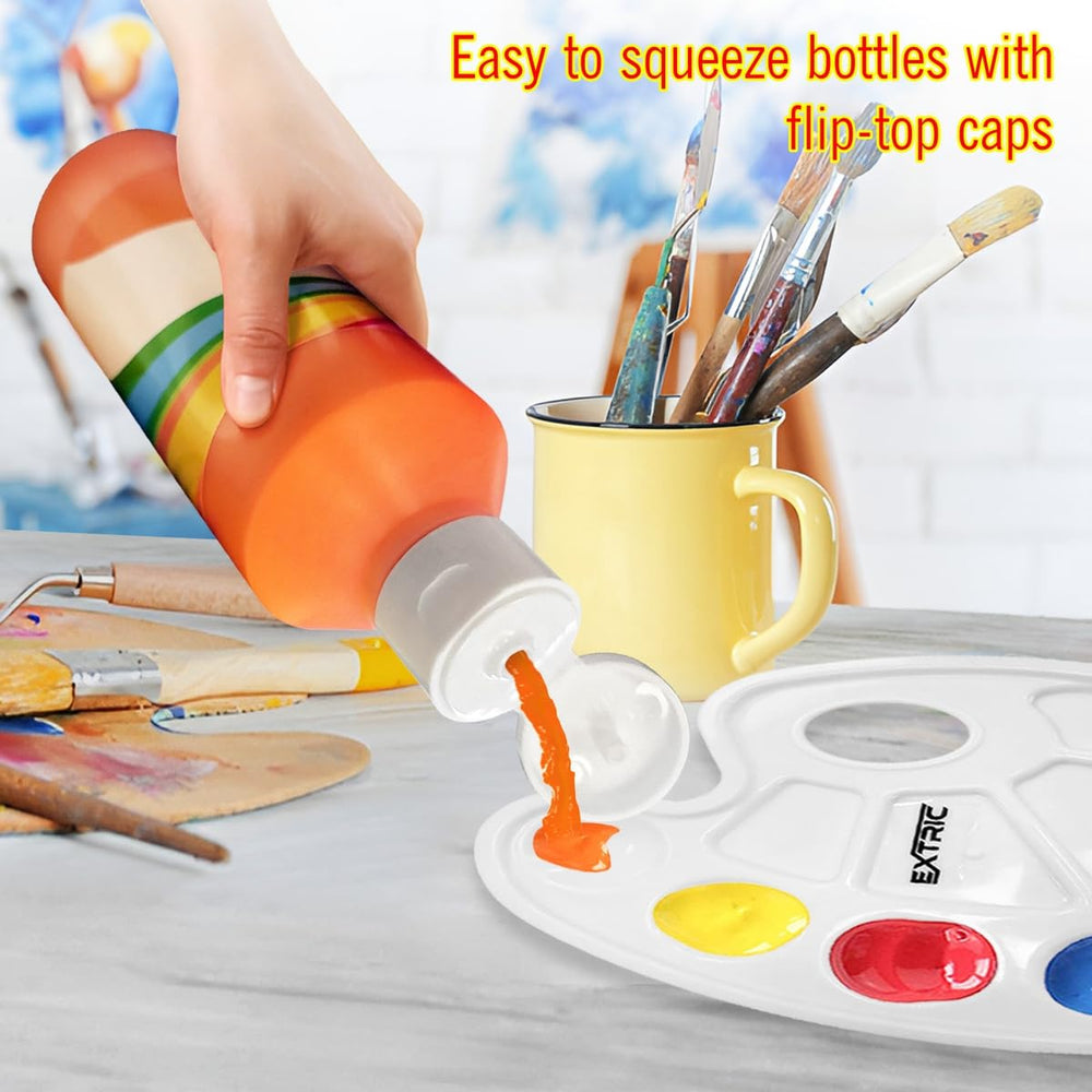 EXTRIC tempera paint texture appears creamy, supporting smooth finger painting.