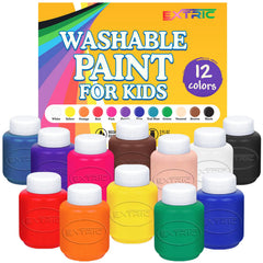 EXTRIC Washable Paint 12-color palette on paper, easy cleanup after kids' art
