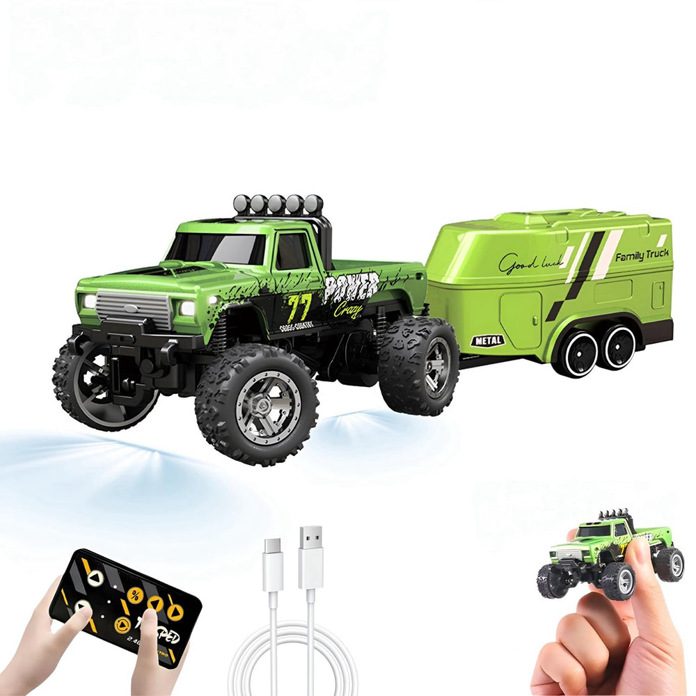 EXVQMU Mini RC Car front headlights illuminate indoor play and nighttime exploration.