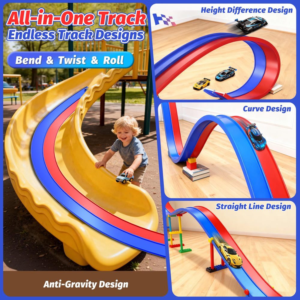 EYEFEAT double-sided racetrack ready for multi-directional play