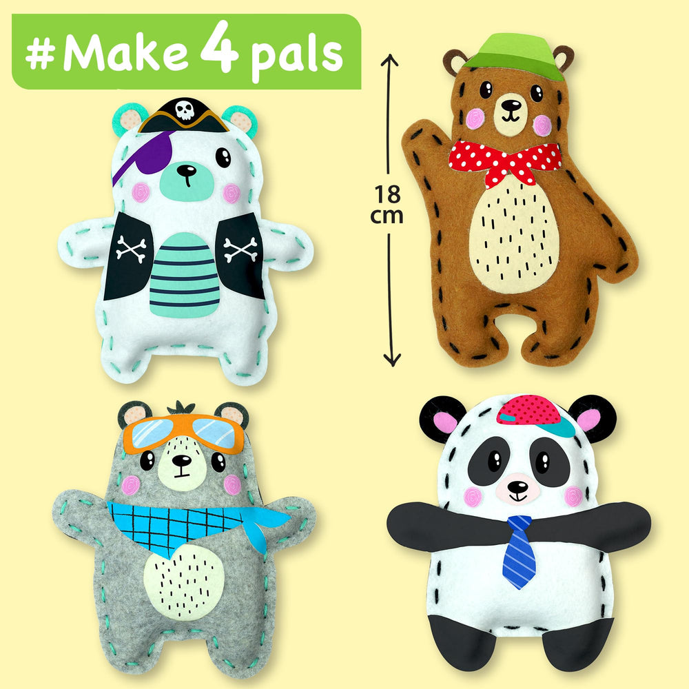 EZCRA bear sewing projects beginner set showing beginner-friendly sewing with safe tools