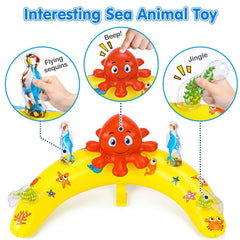 EZIGO Baby Pool Float with toy octopus engages baby in water play.