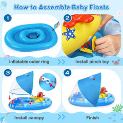 EZIGO Foldable Baby Pool Float packs neatly back into its decorative box.