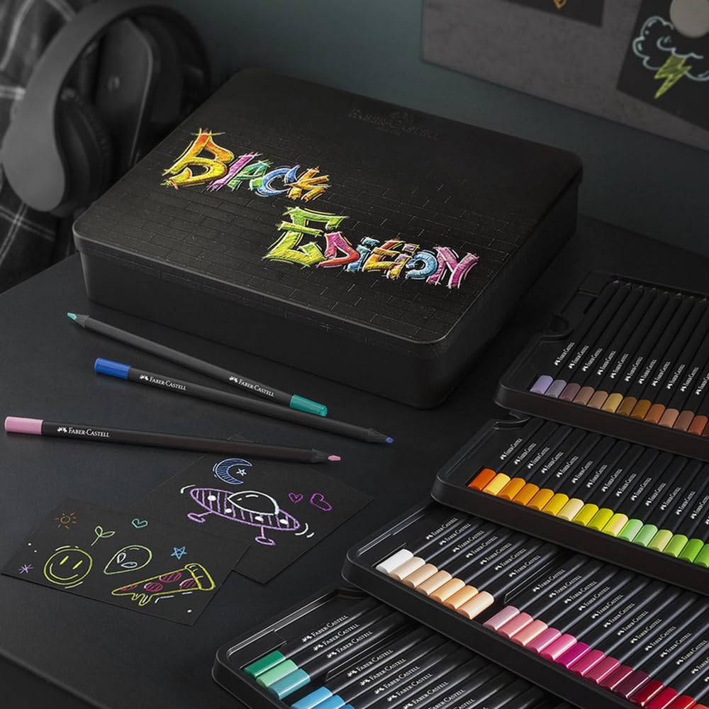 Soft-core break-resistant lead of Faber-Castell Black Edition pencils for smooth lines.