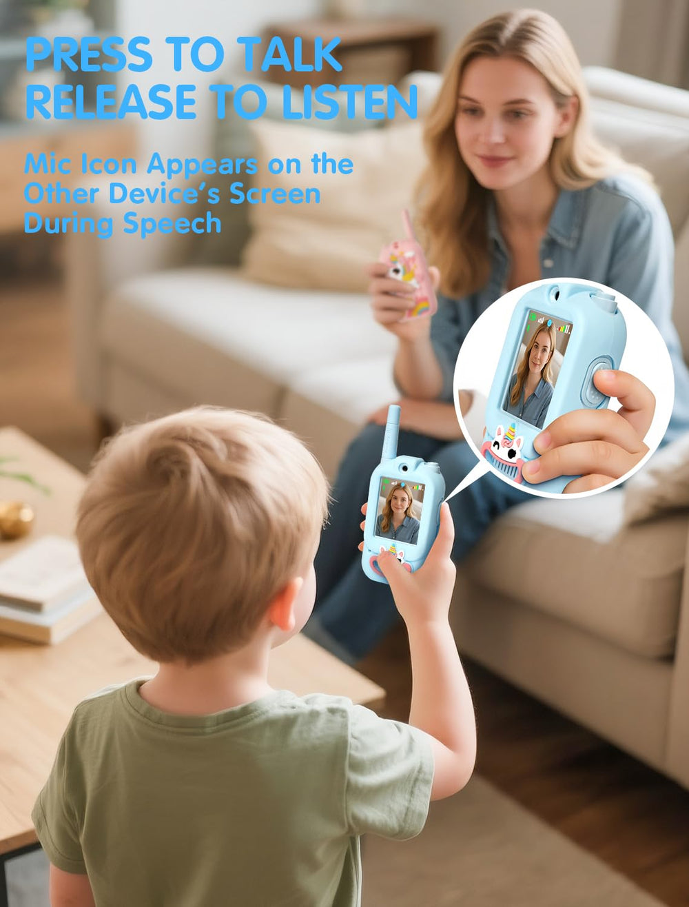 Fabeto video walkie talkie with USB-C rechargeable battery