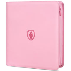 Fabmaker 912-pocket binder pink cover close-up with zipper for durable protection