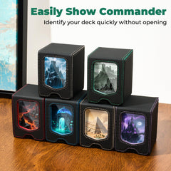 Fabmaker Deck Box instant card stand keeps hands free for strategy during play.