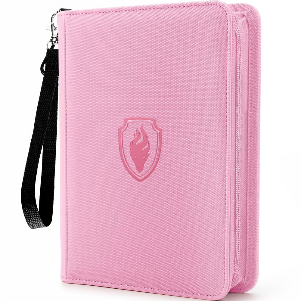 Fabmaker premium 4-pocket binder pink cover with sturdy zip protecting cards