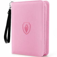 Fabmaker premium 4-pocket binder pink cover with sturdy zip protecting cards