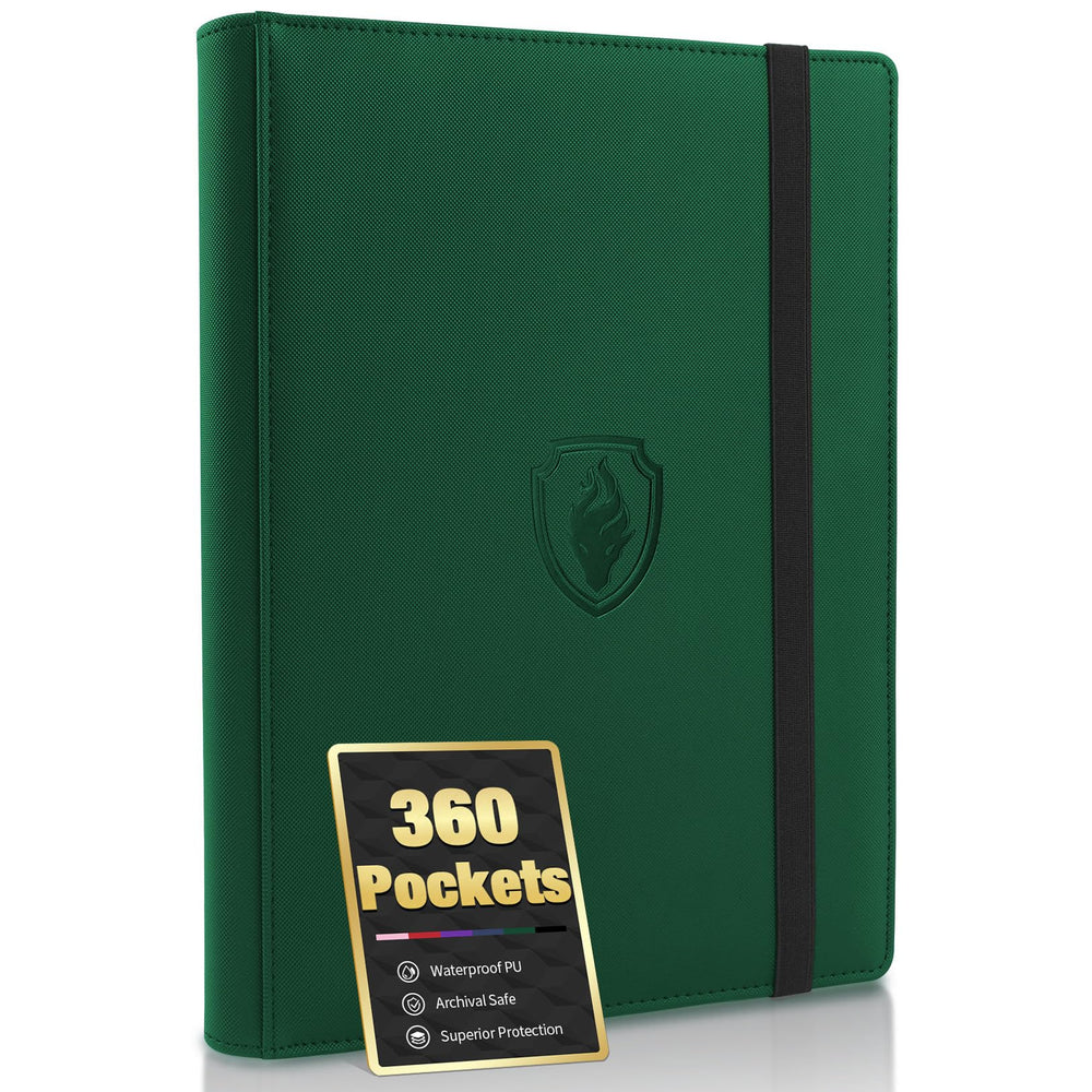 Fabmaker premium 9-pocket binder front cover, durable PU exterior protects cards during transport.