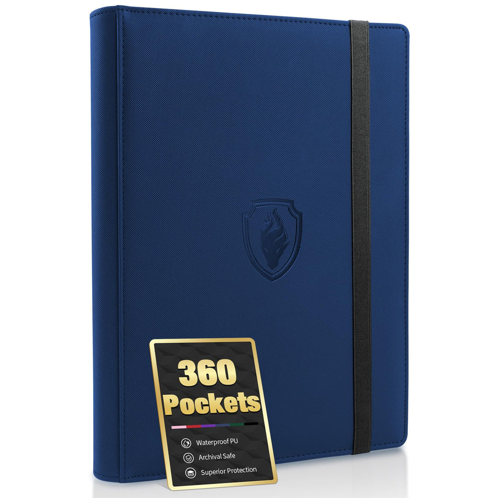 Fabmaker Premium 9-Pocket Card Binder cover in navy blue for organized collections.