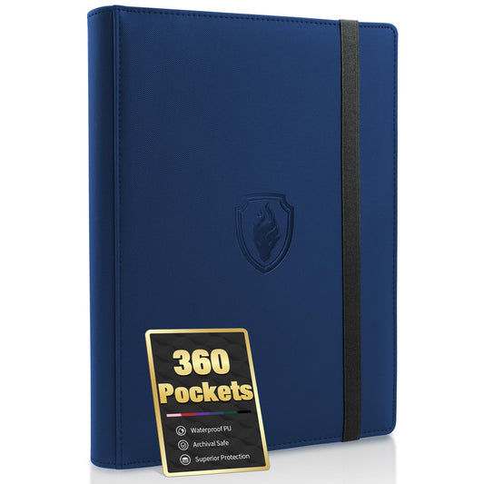 Fabmaker Premium 9-Pocket Card Binder cover in navy blue for organized collections.