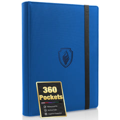 Fabmaker premium 9 pocket card binder front cover shows durable PU and royal blue design.