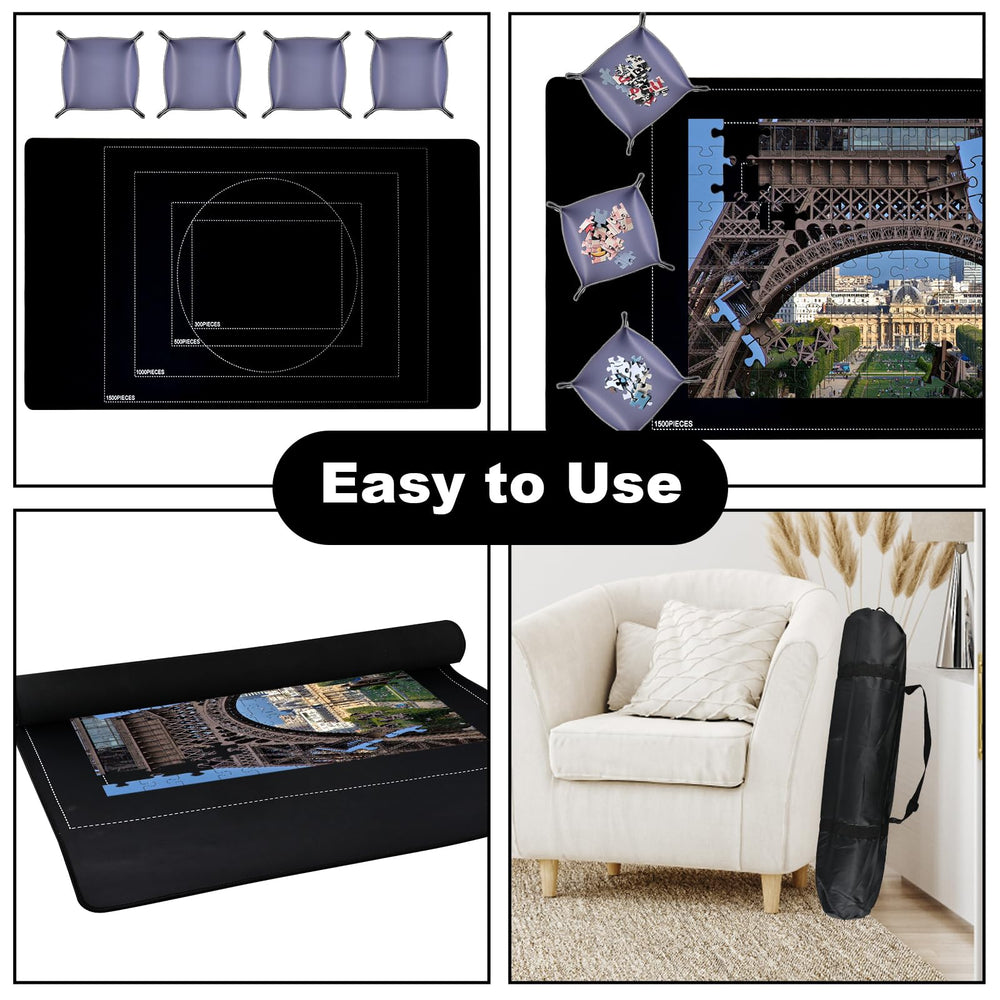 Carrying bag shown for easy travel with Faburo puzzles
