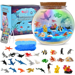 Faburo Light-Up Ocean Terrarium kit assembly scene offers a colorful, educational activity for kids.