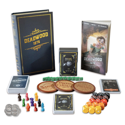 Facade Games Deadwood 1876 Deluxe box cover with gold foil for premium presentation
