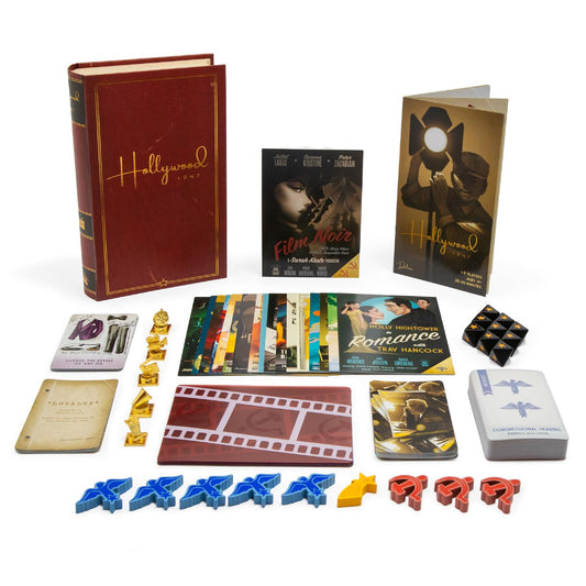 Facade Games Hollywood 1947 deluxe box with organized components for quick setup
