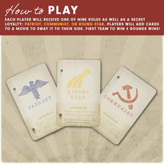 Facade Games Hollywood 1947 sculpted tokens track loyalties and progress tactilely.