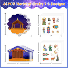 FaCraft nativity ornaments with red ribbon for easy hanging on trees and doors