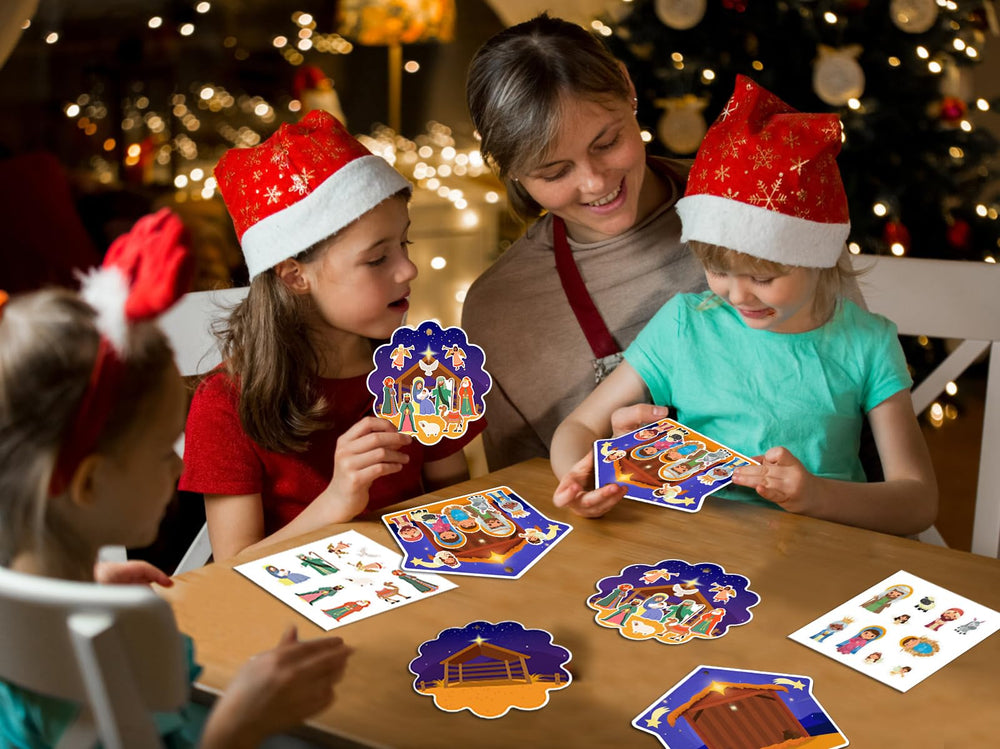FaCraft vinyl nativity stickers with bold colors for durable decoration