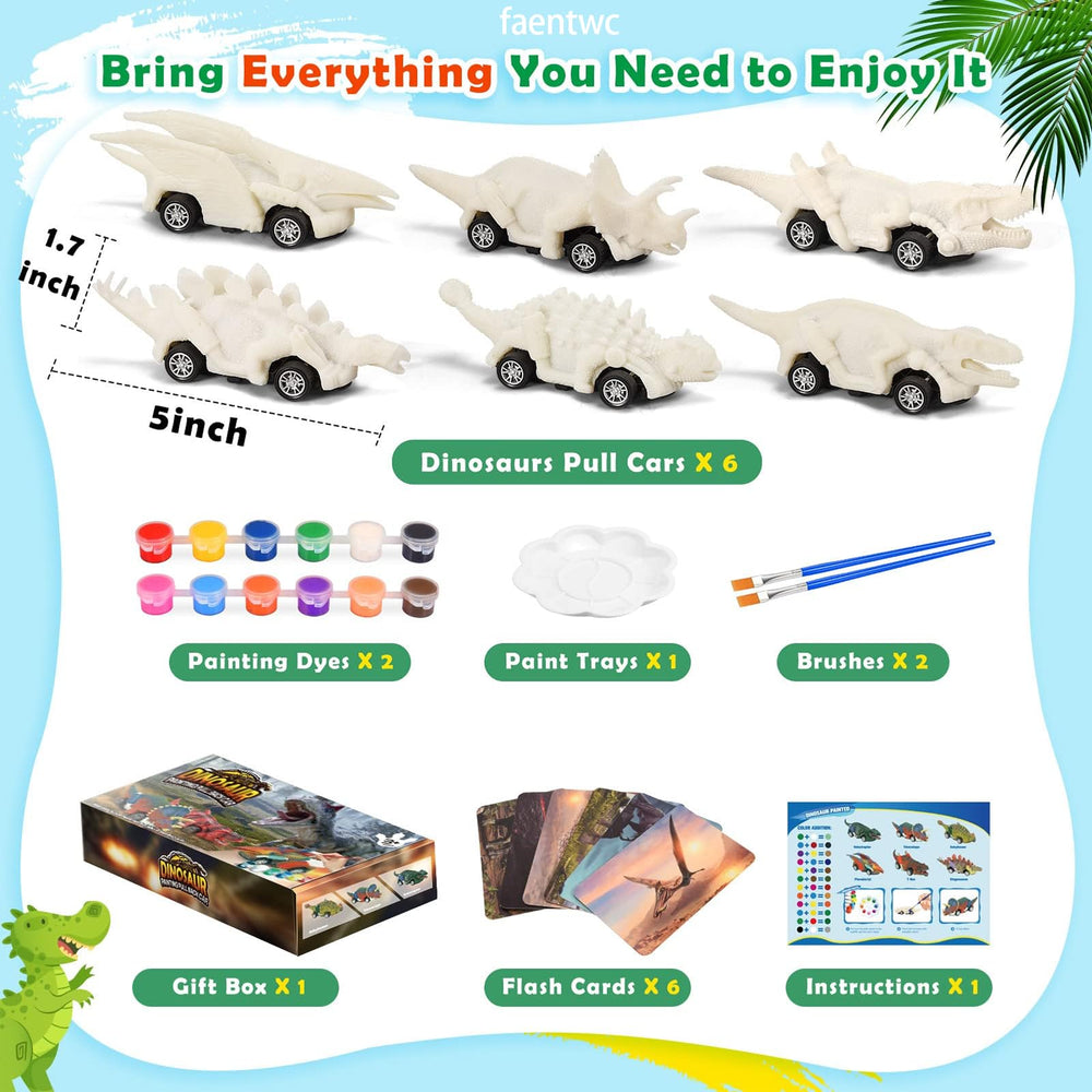 Faentwc dino pull-back cars set for interactive play and motion.