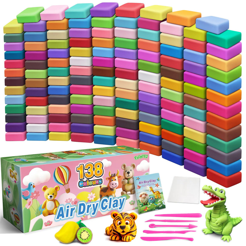 FAGNBED air dry clay kit with 138 colors and tools for creative projects