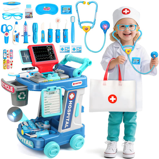 Fajiabao doctor kit toddler cart ready for imaginative rounds and role-play.