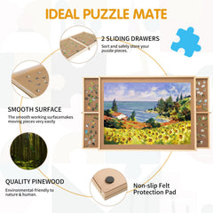 FAMILON puzzle board with cover mat protecting work.