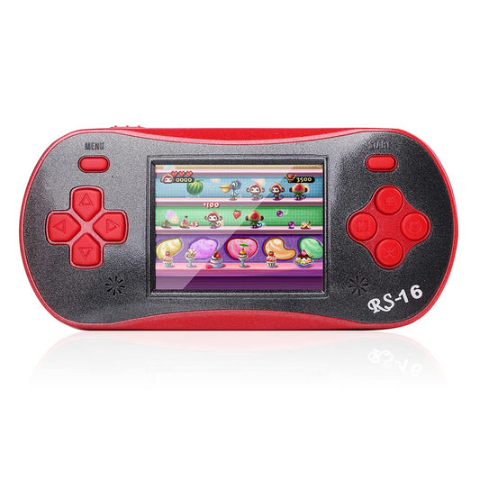 Family Pocket RS16 handheld console front view for on-the-go retro gaming.