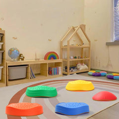 Fanboxk stepping stones demonstrate balance and coordination development during play.