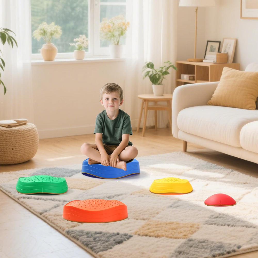 Fanboxk stepping stones arranged for indoor outdoor use and flexibility.