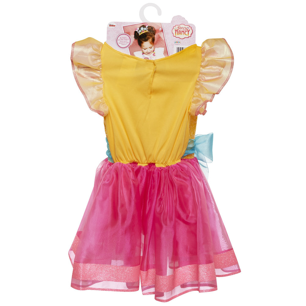 Child posing in Fancy Nancy gown for pretend play.