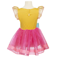 Two-layer pink taffeta skirt with iridescent trim.