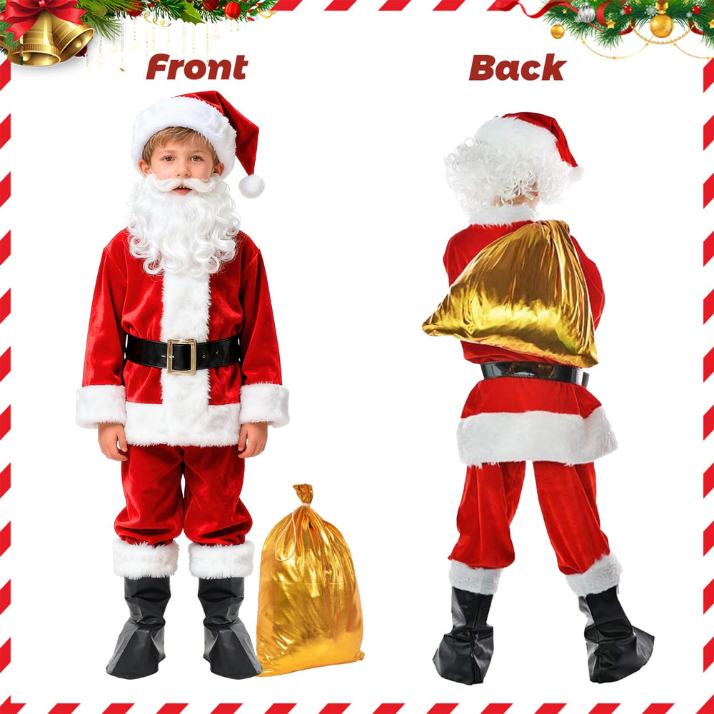 Fanng children's Santa costume coat showcases plush velvet and bright red for stage-ready looks