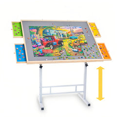 Fanwer puzzle table tilt-360 top offers versatile viewing angles.