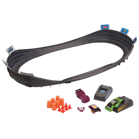 Far Out Toys NASCAR Crash Circuit Short Track in action for fast-paced kid races.