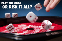 Farkel two sets of large dice for quick, dynamic rounds.