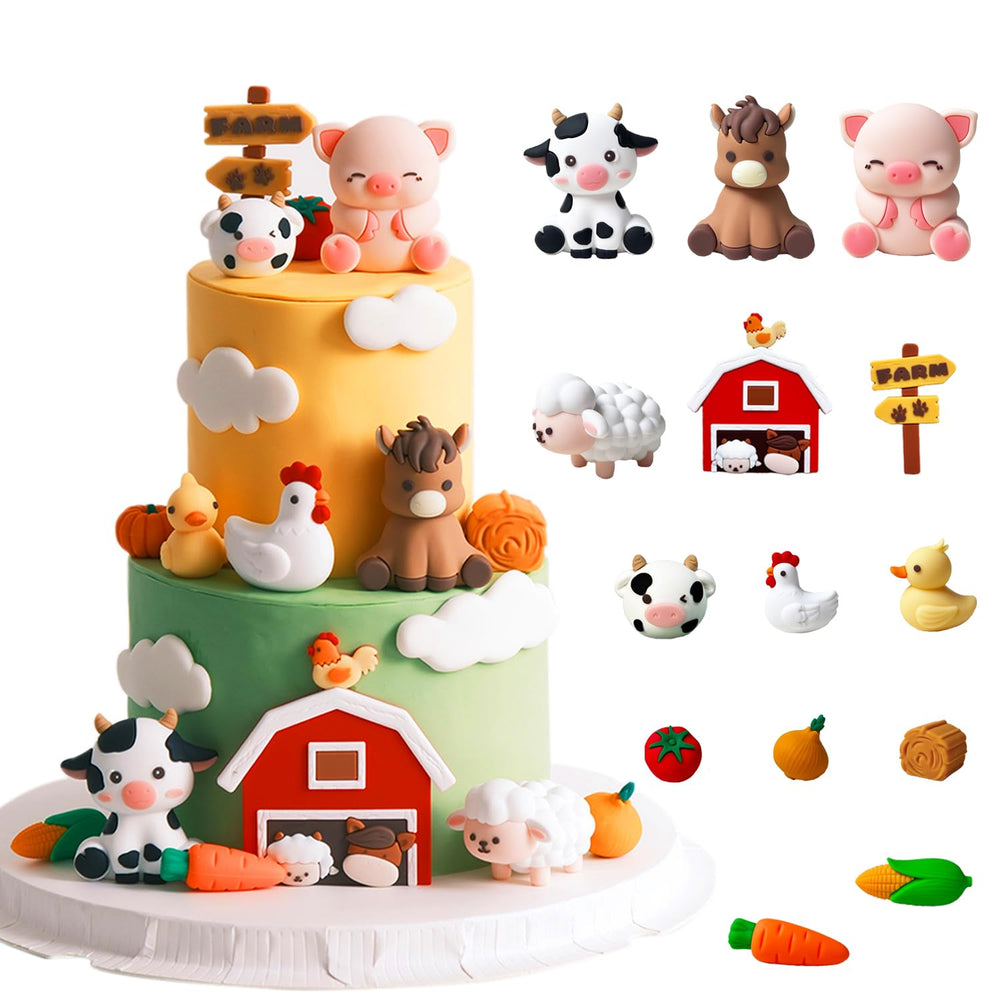 Farm Animal Cake Toppers: cute cow figure adds colorful charm to your cake.