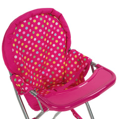 Fash N Kolor doll high chair multicoloured polka design.