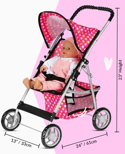Fash N Kolor Open hood and accessories mimic real pram features.