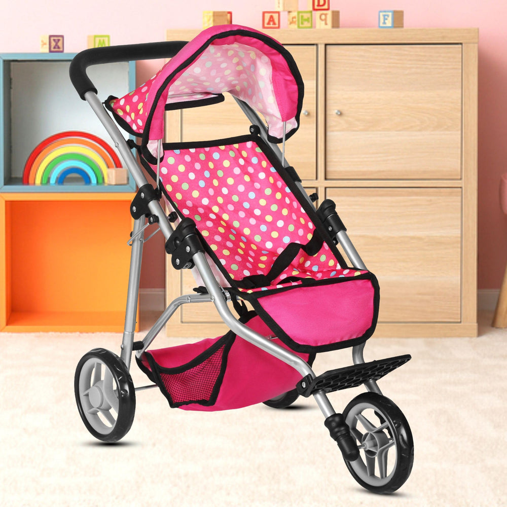 Fash N Kolor denim pink stroller promotes imaginative pretend-play sessions.