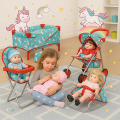 Fash n Kolor foldable doll bed for easy storage and pretend naps.