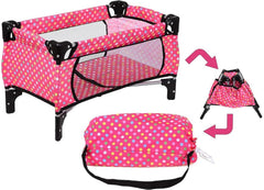 Fash N Kolor 22-inch pink polka dot doll playpen for safe imaginative play