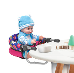 Fash N Kolor flower print doll high chair attached to table for pretend meals